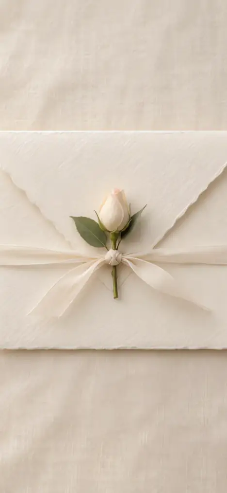 The Rosebud invitation as a guest sees it: Bloom · Ivory & Rose