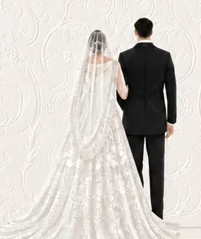An illustration of a couple, standing in for the photograph you upload